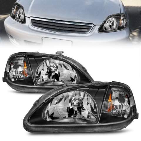 ANZO 1999-2000 Honda Civic Crystal Headlights Black thumbnail 6