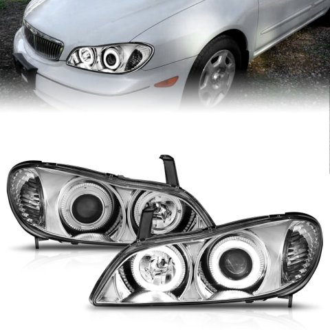 ANZO 2000-2004 Infiniti I30 Projector Headlights w/ Halo Chrome thumbnail 6