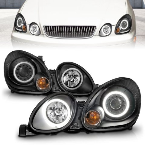 ANZO 1998-2005 Lexus Gs300 Projector Headlights w/ Halo Black thumbnail 7
