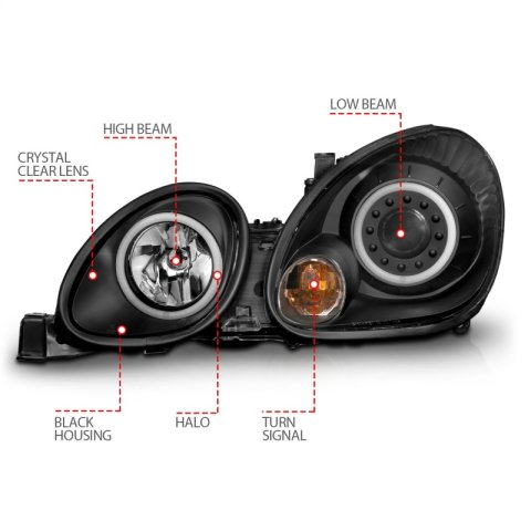 ANZO 1998-2005 Lexus Gs300 Projector Headlights w/ Halo Black thumbnail 9
