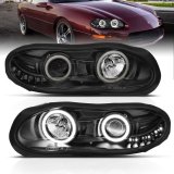 ANZO 1998-2002 Chevrolet Camaro Projector Headlights w/ Halo Black thumbnail 7