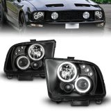 ANZO 2005-2009 Ford Mustang Projector Headlights w/ Halo Black thumbnail 4