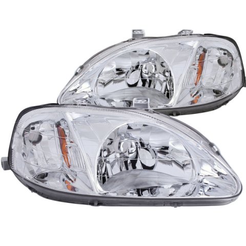 ANZO 1999-2000 Honda Civic Crystal Headlights Chrome thumbnail 3