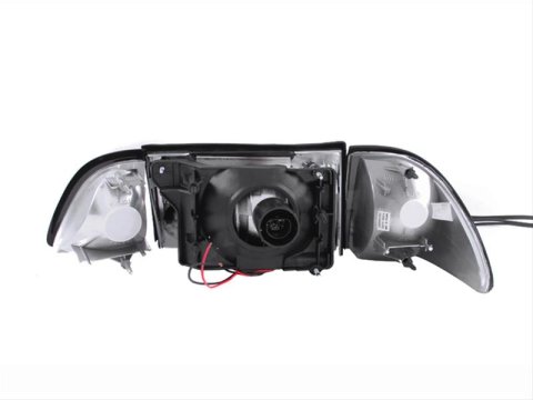 ANZO 1987-1993 Ford Mustang Crystal Headlights Chrome w/ Corner Lights 2pc thumbnail 2