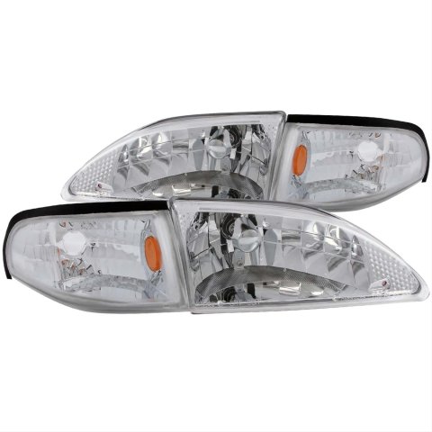 ANZO 1994-1998 Ford Mustang Crystal Headlights Chrome thumbnail 1