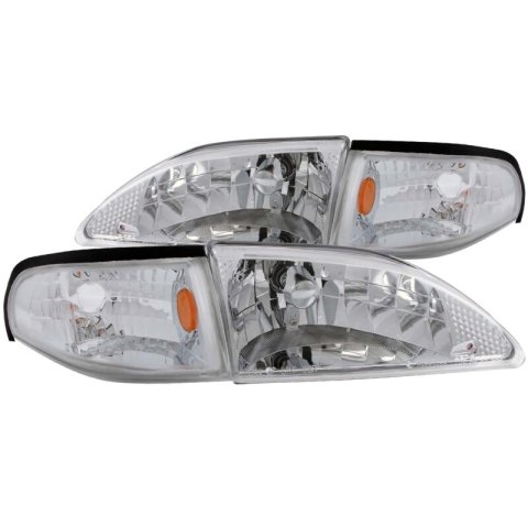 ANZO 1994-1998 Ford Mustang Crystal Headlights Chrome thumbnail 4