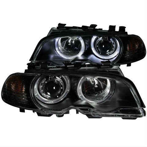 ANZO 2000-2003 BMW 3 Series E46 Projector Headlights w/ Halo Black thumbnail 1