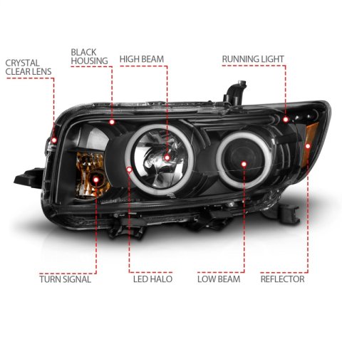ANZO 2008-2010 Scion Xb Projector Headlights w/ Halo Black thumbnail 8
