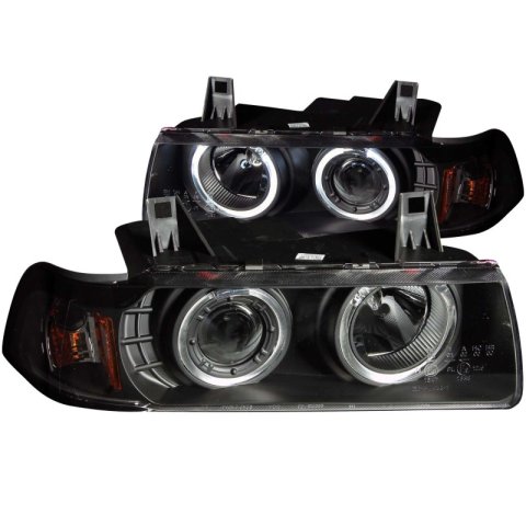 ANZO 1992-1998 BMW 3 Series E36 Projector Headlights w/ Halo Black G2 1 pc thumbnail 6