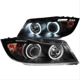 ANZO 2006-2008 BMW 3 Series E90-E91 Projector Headlights w/ Halo w/ LED Bar Black (CCFL) thumbnail 3
