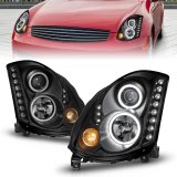 ANZO 2003-2007 Infiniti G35 Projector Headlights w/ Halo Black (CCFL) (HID Compatible) thumbnail 6