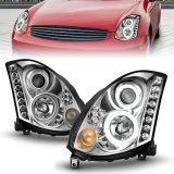 ANZO 2003-2007 Infiniti G35 Projector Headlights w/ Halo Chrome (CCFL) (HID Compatible) thumbnail 6