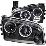 ANZO 2006-2010 Dodge Charger Projector Headlights w/ Halo Black thumbnail 1