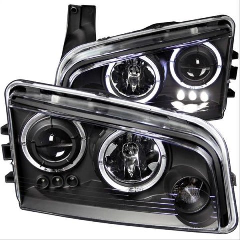 ANZO 2006-2010 Dodge Charger Projector Headlights w/ Halo Black