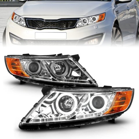 ANZO 2011-2013 Kia Optima Projector Headlights w/ Halo Chrome (CCFL) thumbnail 5
