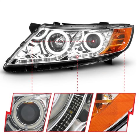 ANZO 2011-2013 Kia Optima Projector Headlights w/ Halo Chrome (CCFL) thumbnail 8