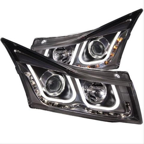 ANZO 2011-2015 Chevrolet Cruze Projector Headlights w/ U-Bar Black thumbnail 1