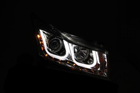 ANZO 2011-2015 Chevrolet Cruze Projector Headlights w/ U-Bar Black thumbnail 3