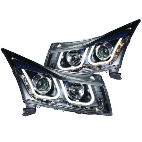 ANZO 2011-2015 Chevrolet Cruze Projector Headlights w/ U-Bar Black thumbnail 4