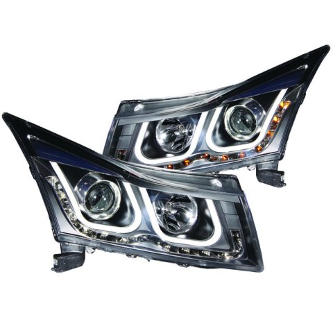 ANZO 2011-2015 Chevrolet Cruze Projector Headlights w/ U-Bar Black thumbnail 6