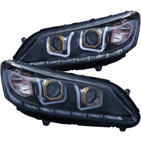 ANZO 2013-2015 Honda Accord (4dr ONLY) Projector Headlights w/ U-Bar Black thumbnail 4