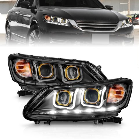 ANZO 2013-2015 Honda Accord (4dr ONLY) Projector Headlights w/ U-Bar Black thumbnail 5