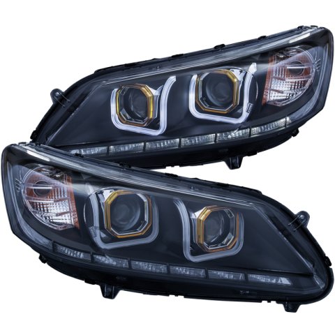 ANZO 2013-2015 Honda Accord (4dr ONLY) Projector Headlights w/ U-Bar Black thumbnail 7