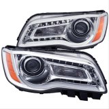 ANZO 2011-2014 Chrysler 300 Projector Headlights w/ Plank Style Design Chrome thumbnail 1