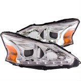 ANZO 2013-2014 Nissan Altima Projector Headlights w/ Plank Style Design Chrome thumbnail 1
