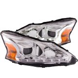ANZO 2013-2014 Nissan Altima Projector Headlights w/ Plank Style Design Chrome thumbnail 4