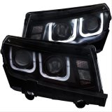 ANZO 2014-2015 Chevrolet Camaro Projector Headlights w/ U-Bar Black thumbnail 1