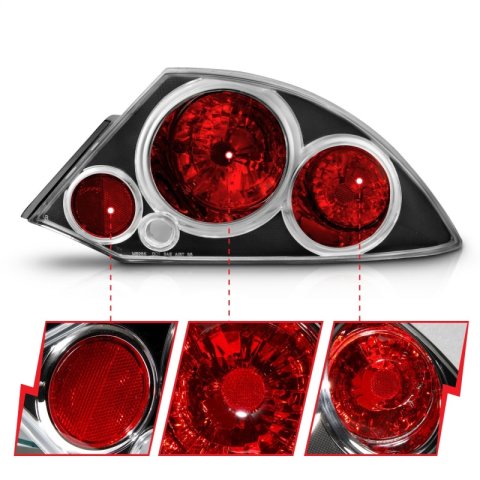 ANZO 2000-2005 Mitsubishi Eclipse Taillights Black thumbnail 9
