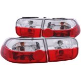 ANZO 1992-1995 Honda Civic Taillights Red/Clear thumbnail 4