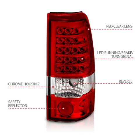 ANZO 1999-2007 Chevrolet Silverado 1500 LED Taillights Red/Clear thumbnail 7