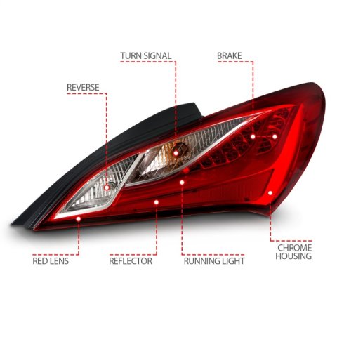 ANZO 2010-2013 Hyundai Genesis LED Taillights Red/Clear thumbnail 9