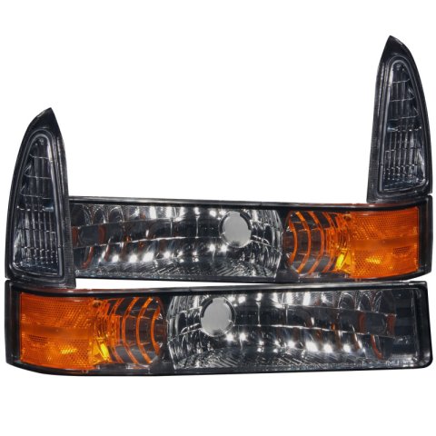 ANZO 2000-2004 Ford Excursion Euro Parking Lights Smoke w/ Amber Reflector thumbnail 1