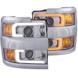 ANZO Projector Headlights 15-17 Chevrolet Silverado 2500HD / 3500HD Chrome w/ Chrome Rim thumbnail 7