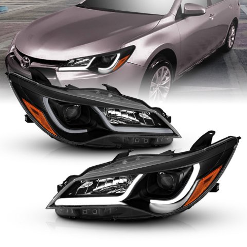 ANZO Projector Headlights With Plank Style Design Black w/Amber 15-16 Toyota Camry (4DR) thumbnail 5