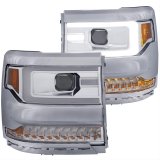 ANZO 16-17 Chevy Silverado 1500 Projector Headlights Plank Style Design Chrome w/ Amber thumbnail 2