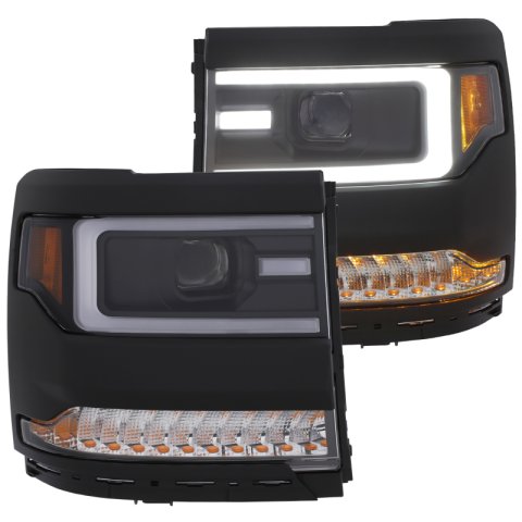 ANZO 16+ Chevy Silverado 1500 Projector Headlights Plank Style Black w/Amber/Sequential Turn Signal thumbnail 5