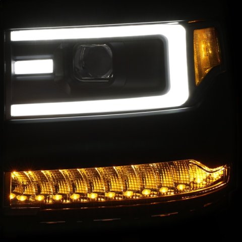 ANZO 16+ Chevy Silverado 1500 Projector Headlights Plank Style Black w/Amber/Sequential Turn Signal thumbnail 8