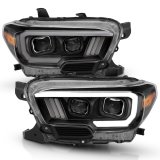 ANZO 2016-2017 Toyota Tacoma Projector Headlights w/ Plank Style Design Black/Amber w/ DRL thumbnail 4