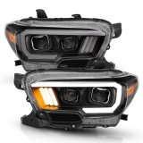 ANZO 2016-2017 Toyota Tacoma Projector Headlights w/ Plank Style Design Black/Amber w/ DRL thumbnail 5