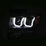 ANZO 2009-2014 Ford F-150 Projector Headlights w/ U-Bar Switchback Black w/ Amber thumbnail 9