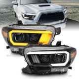ANZO 2016-2017 Toyota Tacoma Projector Headlights w/ Plank Style Switchback Black w/ Amber thumbnail 7