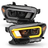 ANZO 2016-2017 Toyota Tacoma Projector Headlights w/ Plank Style Switchback Black w/ Amber w/ DRL thumbnail 9