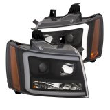 ANZO 07-14 Chevy Tahoe Projector Headlights w/ Plank Style Design Black w/ Amber thumbnail 2