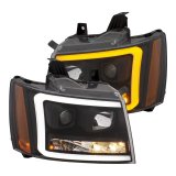 ANZO 07-14 Chevy Tahoe Projector Headlights w/ Plank Style Design Black w/ Amber thumbnail 3