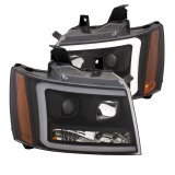 ANZO 07-14 Chevy Tahoe Projector Headlights w/ Plank Style Design Black w/ Amber thumbnail 5