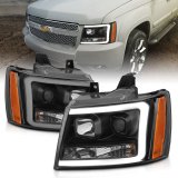 ANZO 07-14 Chevy Tahoe Projector Headlights w/ Plank Style Design Black w/ Amber thumbnail 7